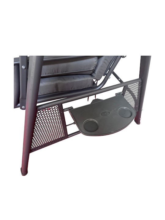 Garten & Veranda Schaukel mit Basis und Kissen 3 Sitze Metallisch Gray L205xB118xH186cm