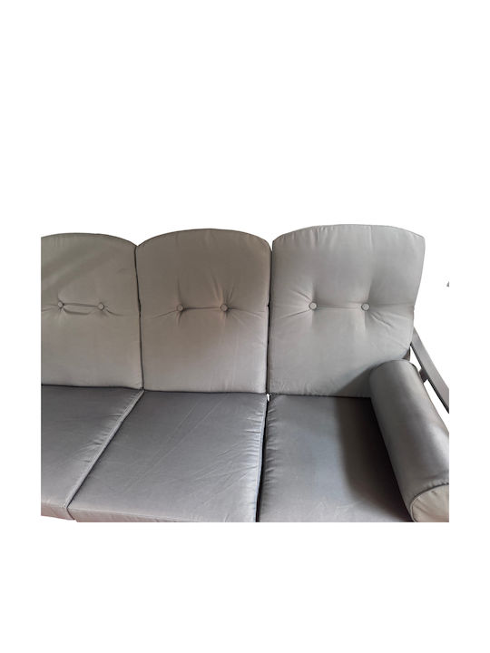 Garten & Veranda Schaukel mit Basis und Kissen 3 Sitze Metallisch Gray L205xB118xH186cm