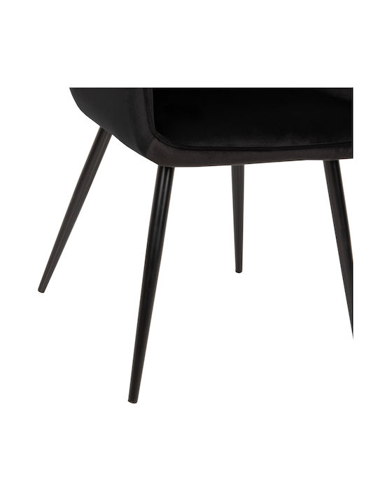 Latrell Dining Room Velvet Armchair Black Velvet-Black Metal 55x57x84cm