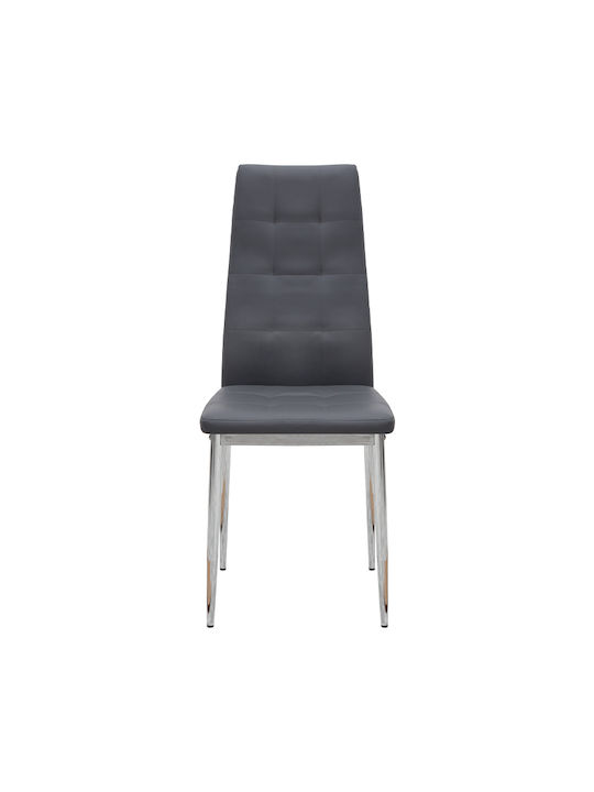 Rosa Dining Room Artificial Leather Chair Grey 41x48x98cm