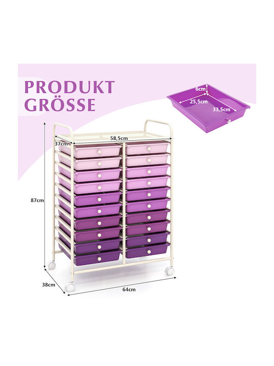 Drawers Storage Made of Metal & Plastic L63xW37xH87cm