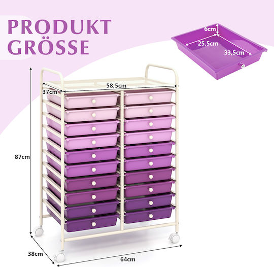 Drawers Storage Made of Metal & Plastic L63xW37xH87cm