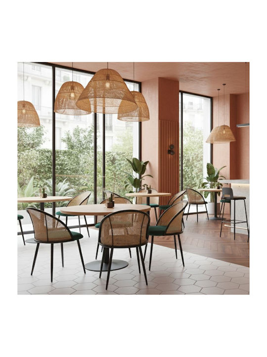 Jacob Dining Room Velvet Chair Cypress Green - Black 52x50x77cm