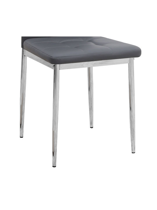 Rosa Dining Room Artificial Leather Chair Grey 41x48x98cm