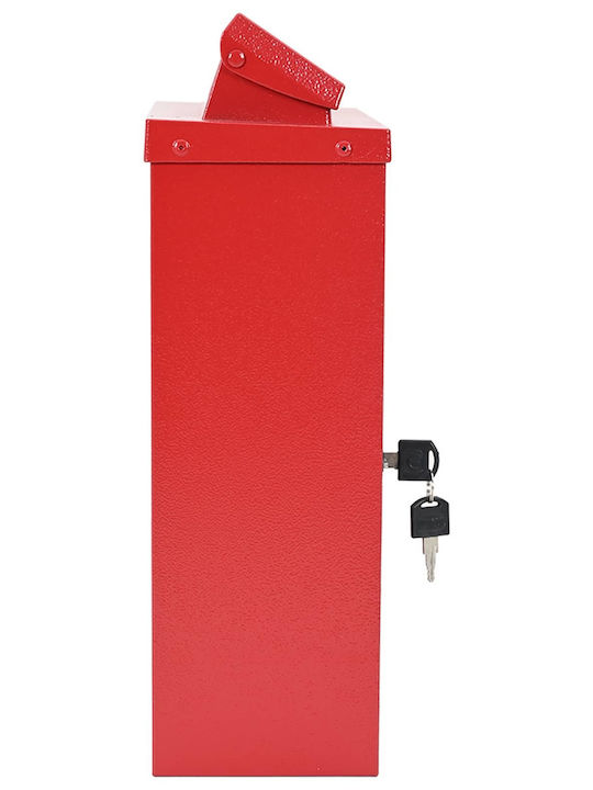 vidaXL Външна Пощенска Кутия Металик в Червен Цвят 29x13x41см