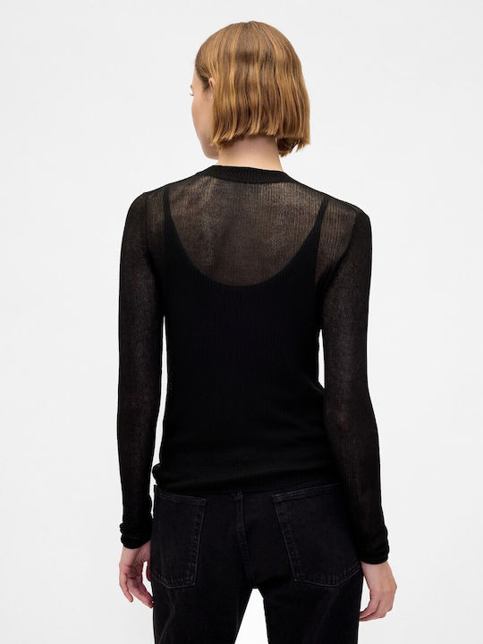 Women's Long Sleeve Crop Sweater Black