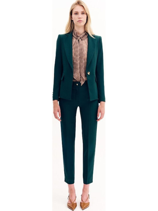 Women's Fabric Trousers Regular Fit Green