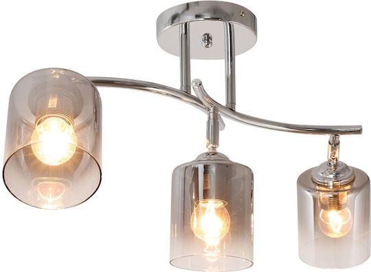 Agora Lighting Πλαφονιέρα Οροφής 69εκ. Ασημί με Ντουί E27