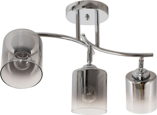 Agora Lighting Πλαφονιέρα Οροφής 69εκ. Ασημί με Ντουί E27