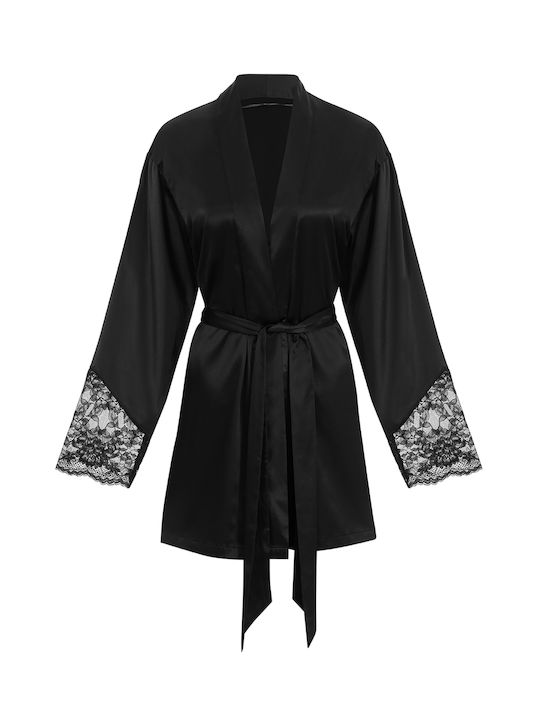 Dorina Winter Damen Satin Robe Schwarz
