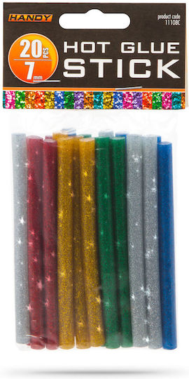 Set Colored Glitter Shiny Silicone Hot Glue Sticks 7mm X 10cm 20pcs Handy
