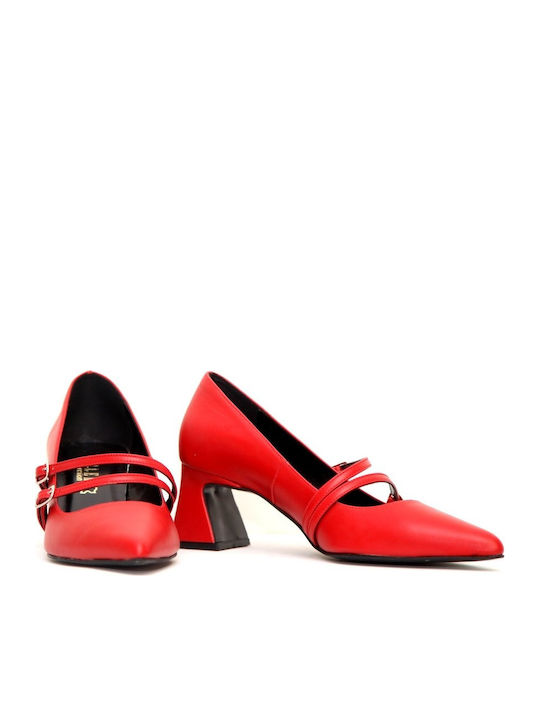 Leather Red Medium Heels