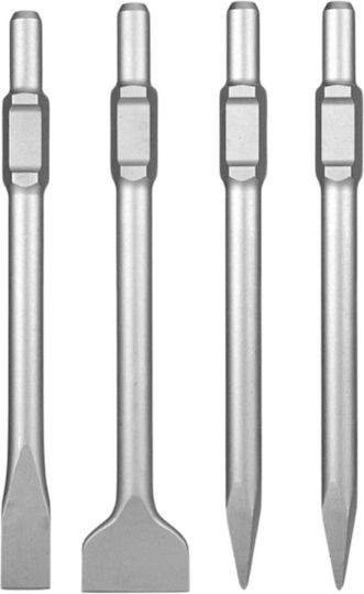 Total Set Pointed Chisel & Chisel Bits with HEX Socket 4pcs