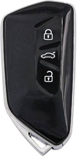 Husă Cheie Auto Smart Remote Compatibilă Vw Golf Mk8 Polo Tiguan Skoda Superb Octavia Seat Leon Ibiza Mqb 3 Butoane Neagră
