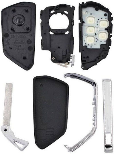 Husă Cheie Auto Smart Remote Compatibilă Vw Golf Mk8 Polo Tiguan Skoda Superb Octavia Seat Leon Ibiza Mqb 3 Butoane Neagră