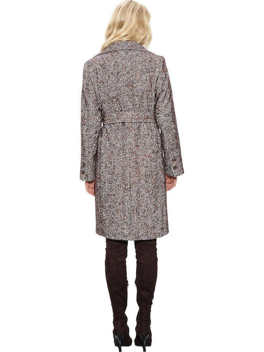 Damen Brown Mantel mit Gürtel