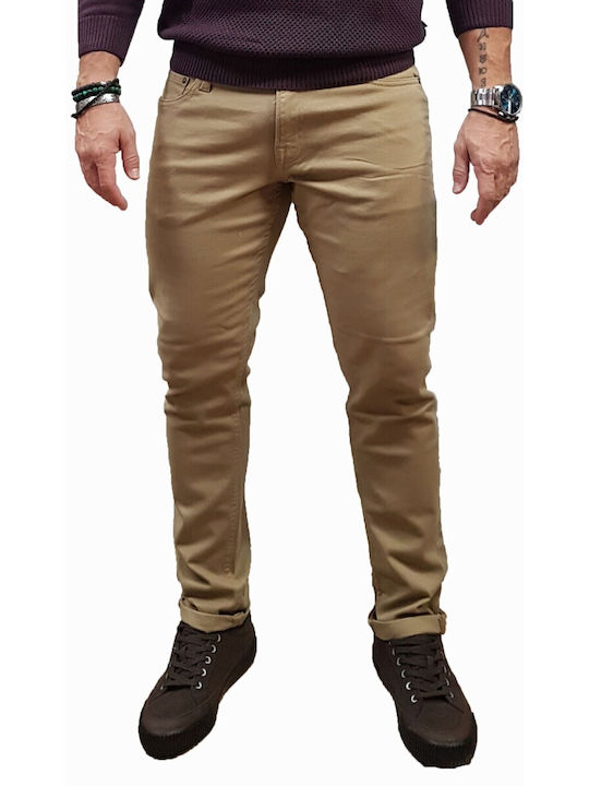Glenn Original Glenn Original Ανδρικό Παντελόνι Τζιν με Slim Εφαρμογή Beige