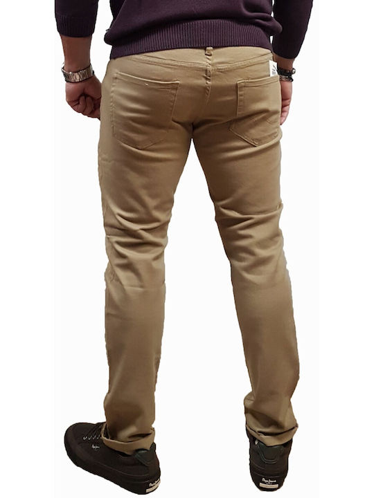 Glenn Original Glenn Original Ανδρικό Παντελόνι Τζιν με Slim Εφαρμογή Beige