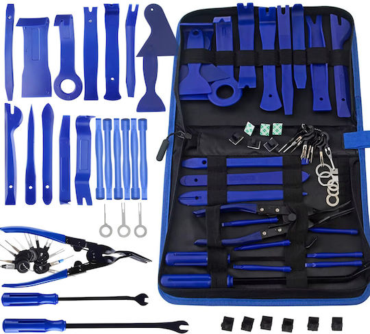 Set 46 Unelte Pentru Demontare Interior Auto Newevo Husă De Depozitare Robust Durabile Depozitare Ușoară Rezistente La Coroziune Uși Bord Audio Tapițerie Ornamente Albastre
