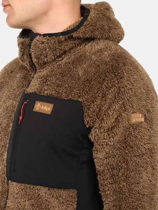 Ανδρική Ζακέτα Fleece με Κουκούλα Brown