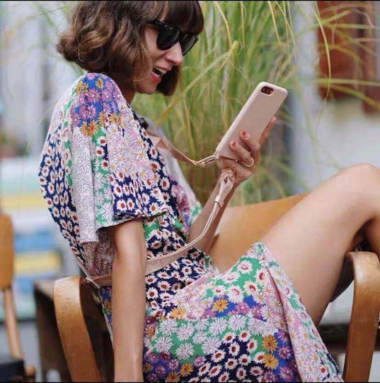 Sonique Carryhang Liquid Strap Back Cover Σιλικόνης 0.5mm με Λουράκι Μπορντό (iPhone XS Max)