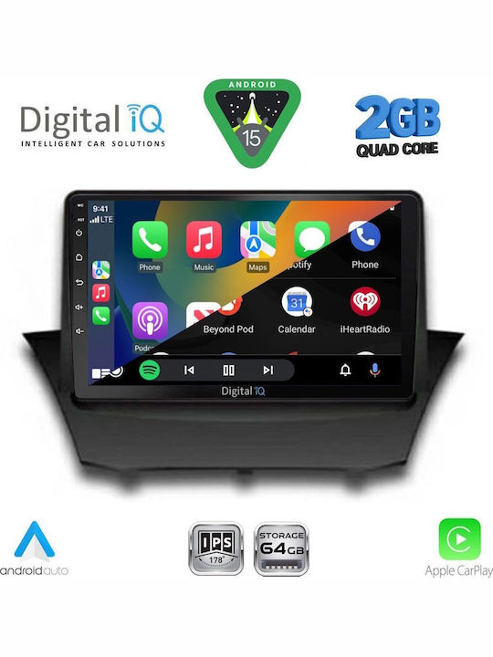 Digital IQ Ηχοσύστημα Αυτοκινήτου για Ford Fiesta 2008-2017 (Bluetooth/USB/WiFi/GPS/Apple-Carplay/Android-Auto) με Οθόνη Αφής 9"