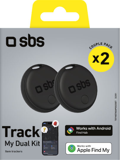 SBS Apple Find My & Google Find Hub Schwarz 2 Stück