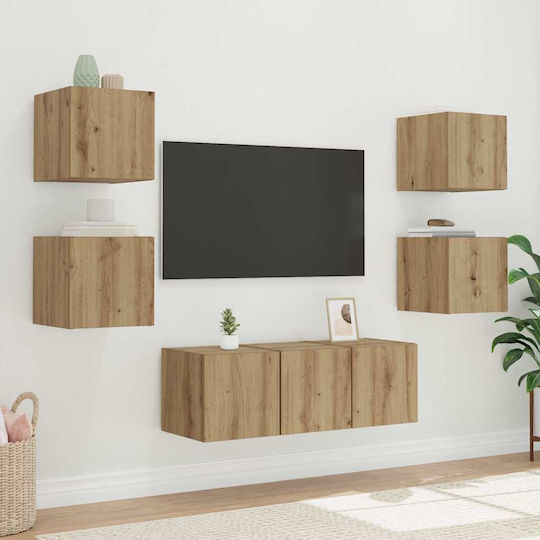 Nachttisch Fernseher Wand Braun 30.5x35x30cm