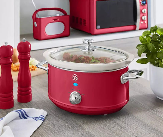 Swan Retro Electrică Cazan 200W cu Capacitate 3.5lt Roșie