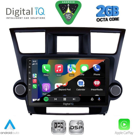 Digital IQ Car Audio System for Toyota Highlander 2008-2015 (Bluetooth/USB/WiFi/GPS/Apple-Carplay/Android-Auto) with Touch Screen 10"