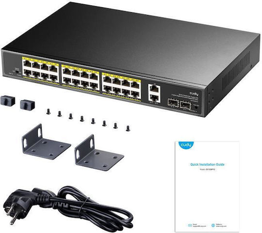 Cudy GS1026PS2 Negestionat L2 PoE+ Switch cu 24 Porturi Gigabit (1Gbps) Ethernet și 2 Porturi SFP