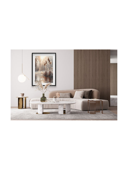 Beige Affiche Boho Trawy Gemälde Schwarzer Rahmen 70x100 Dekoration Wohnzimmer Oder Büro