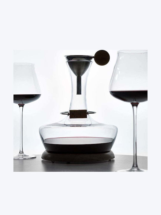 LegnoArt Cristal Carafă de Servire Vin cu Dop Neagră 3000ml 4buc