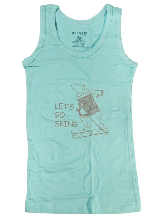 Defne Baby Let’s Go Skiing Kids' Undershirt Tank Top Light Blue