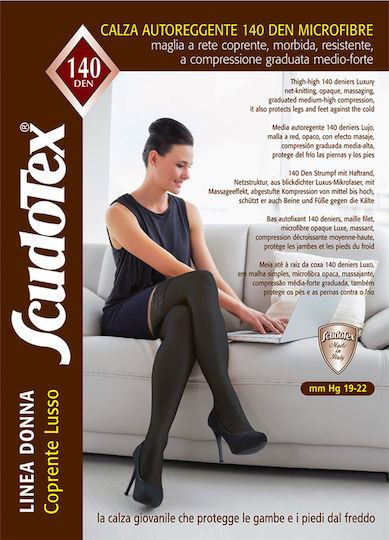 Scudotex Κάλτσες Ριζομηρίου με Σιλικόνη 19-22 mmHg 140 Den Μαύρες