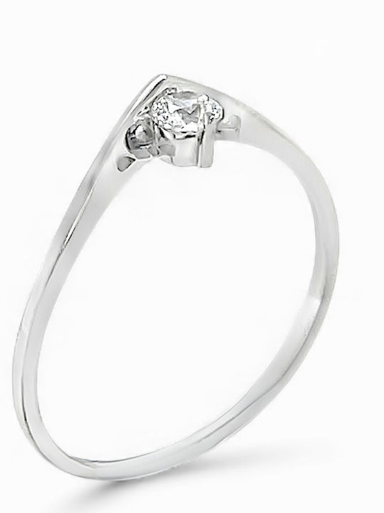 Xryseio Единичен камък от Бяло злато 14K