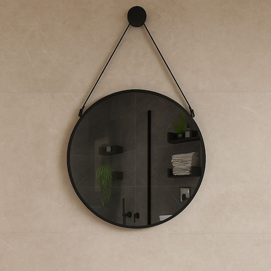 H2O Runder Badezimmerspiegel LED Berührung 70x70cm Schwarz