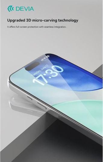 Devia 0.33mm Gehärtetes Glas Schwarz (iPhone 17 / 17 Pro / 16 Pro)