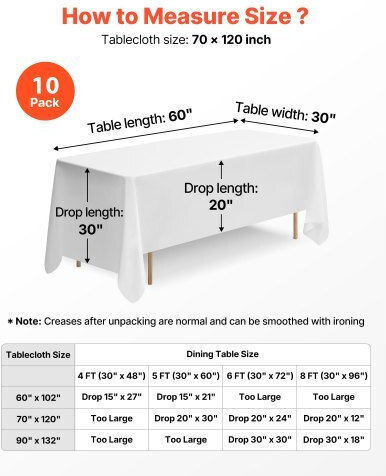 Vevor Τablecloth White 70x120cm 10pcs