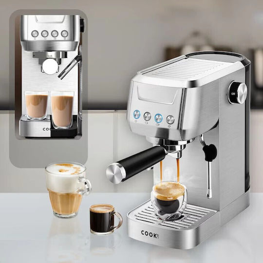 COOK-IT Mașină de Espresso 1350W Presiune 20bar Argintie