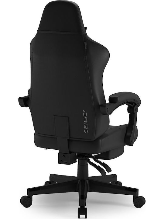 SENSE7 Devon PU Artificial Leather Gaming Chair with Footrest Black