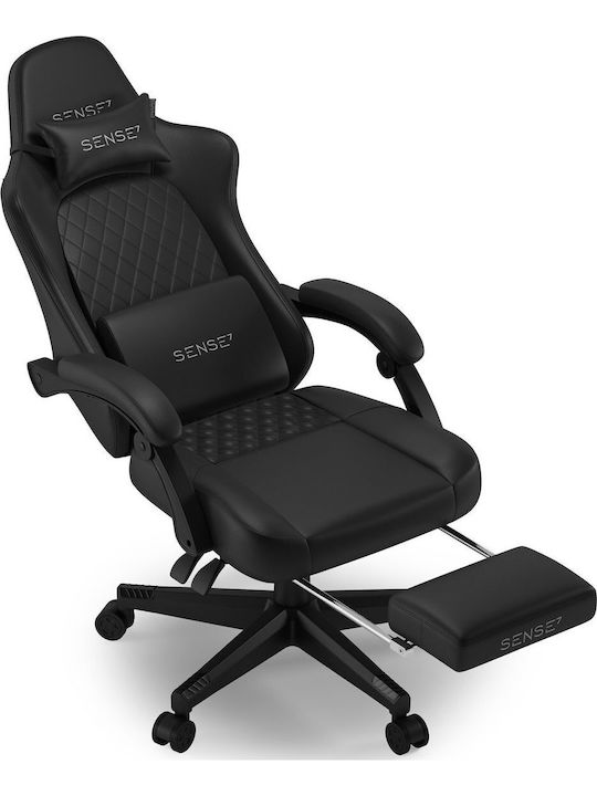 SENSE7 Devon PU Artificial Leather Gaming Chair with Footrest Black