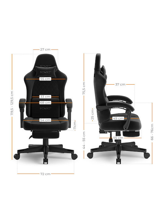 SENSE7 Devon Fabric Gaming Chair with Footstool Black