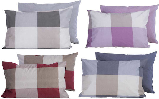 Nef-Nef Homeware Casual Check Μαξιλαροθήκη με Φάσα Grey 52x72εκ.