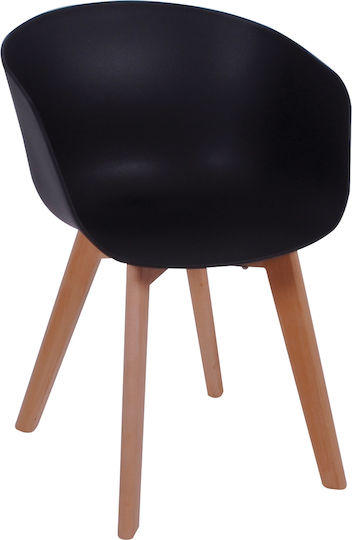 Optim Scaune Sala de mese Lemn Natural, Black 4buc 54x51x79buc