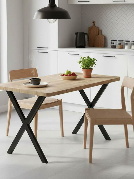 Zeryin Table Dining Room Wooden with Metal Frame Black Velvet-Black Metal 70x110x75cm