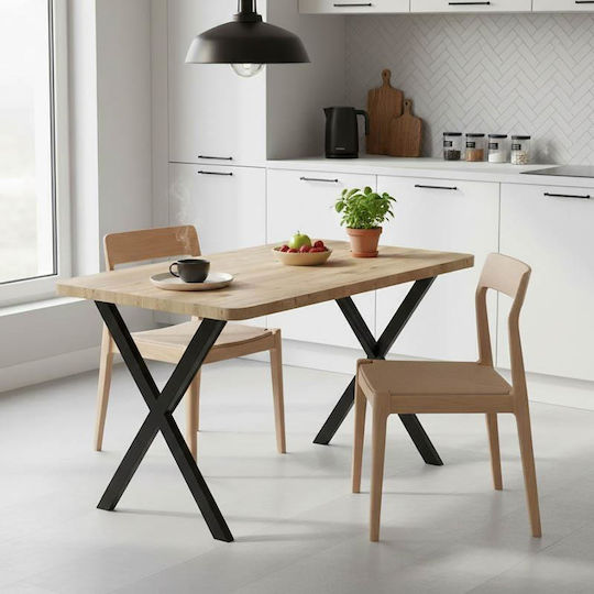 Zeryin Tisch Speisesaal Holz mit Metallgestell Black Velvet-Black Metal 70x110x75cm