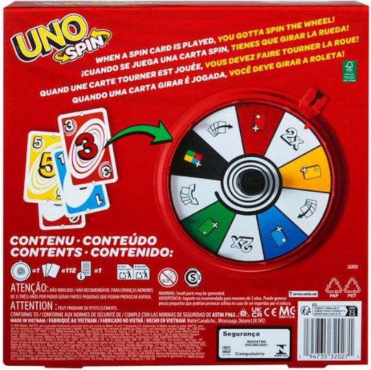 Επιτραπέζιο Παιχνίδι Uno Spin για 2-10 Παίκτες 7+ Ετών Mattel