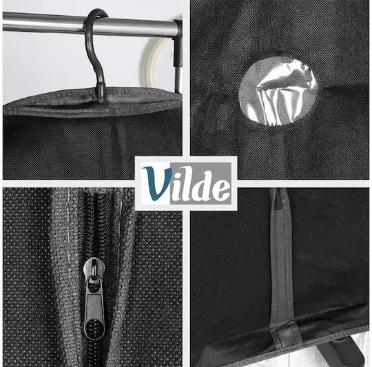 Vilde Υφασμάτινη Θήκη Αποθήκευσης για Ρούχα / Κουστούμι / Φορέματα σε Μαύρο Χρώμα 60x150cm 2τμχ