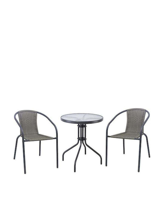 Baleno 3 Pieces Dining Set for Small Outdoor Spaces Anthracite E240